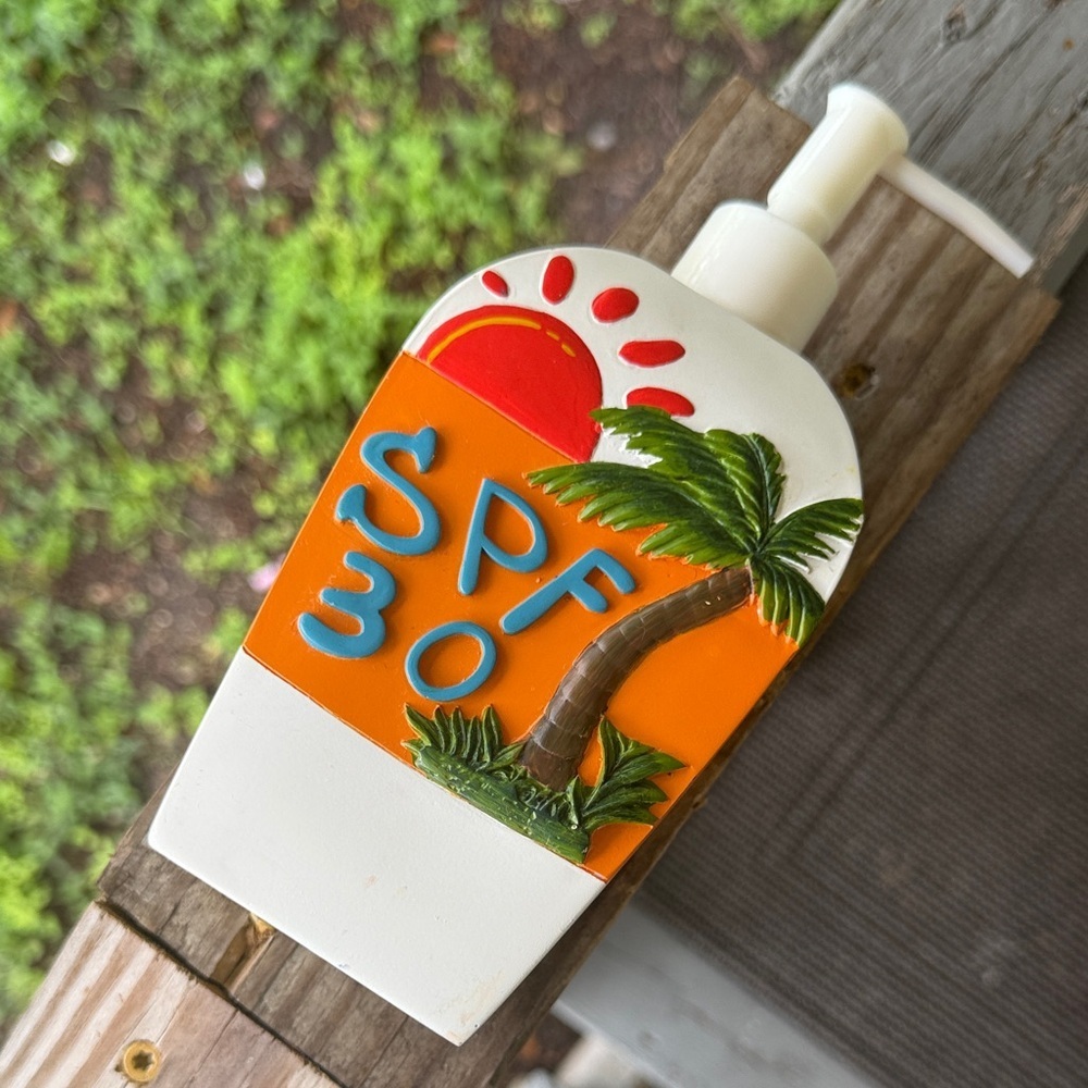 SPF 30 Suncare Lotion Decorative Dispenser with Pump - Orange & White - Picture 8 of 11